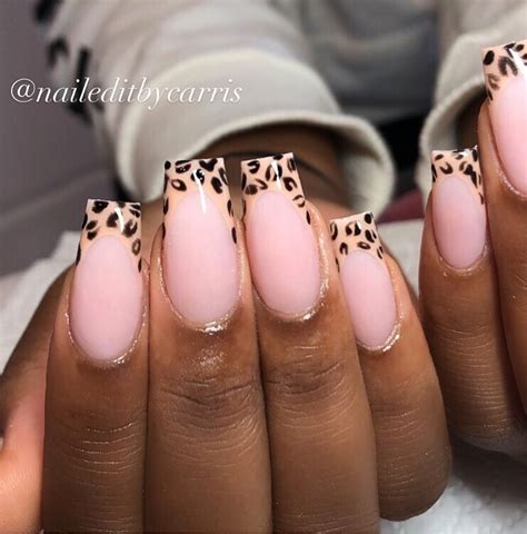 leopard print french nail designs.